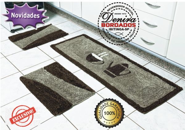 kit Fru-fru BULE Para Cozinha - 03 Peças