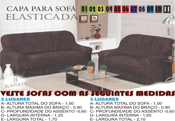 CAPA DE SOFA - 02 E 03 LUGARES - 02 PEÇAS