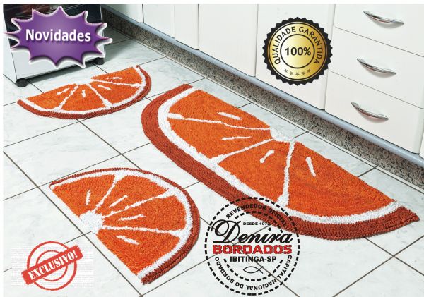 kit Fru-fru LARANJA Para Cozinha - 03 Peças